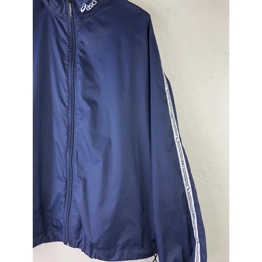 ASICS Mens Small Windbreaker Blue Reflective Sleeve‎